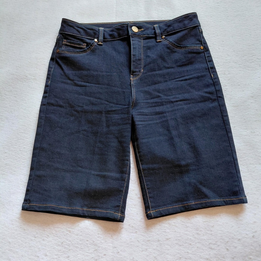 d.jeans Womens Navy Blue Denim Shorts Size 6 Stretch Straight Cut Casual